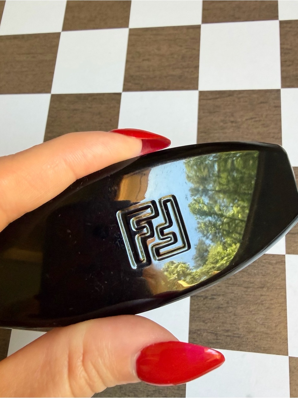 Fendi 90s Zucca Black Acrylic Hair Barrette Clip 3” - Picture 7 of 7